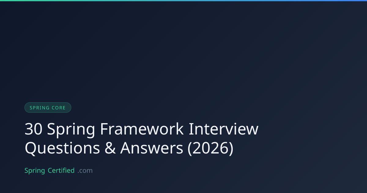 30 Spring Framework Interview Questions & Answers (2026) | SpringCertified